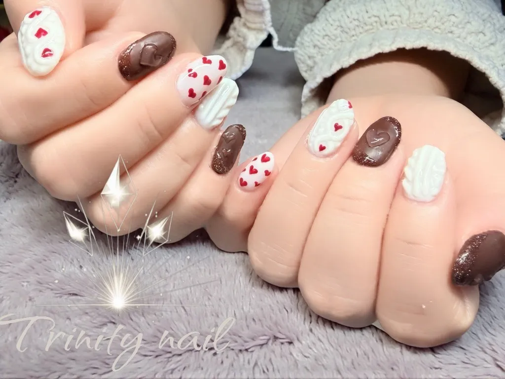 バレンタインネイル